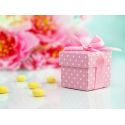 Krabička s bodkami na darčeky pre hostí - ružová farba