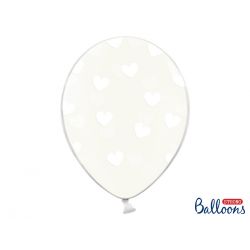 Balón Crystal Clear - biele srdiečka