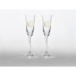 Set 1 - Biele svadobné poháre na šampanské