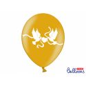 Balón biele holubice Metallic - zlatá farba