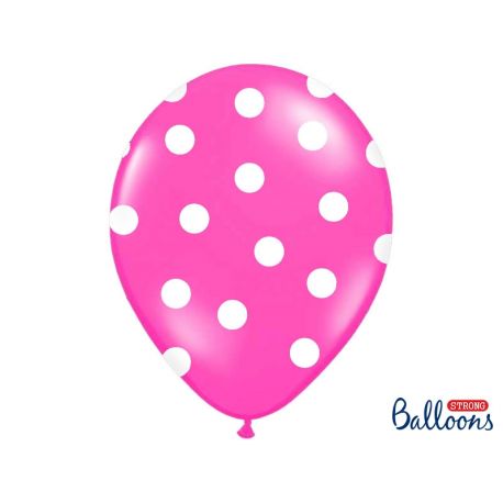 Balón s bodkami Pastel - cyklamenová a biela farba 