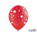 Balón srdiečka Crystal červený - biely