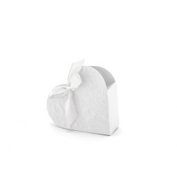 Biela krabička na darčeky v tvare srdca