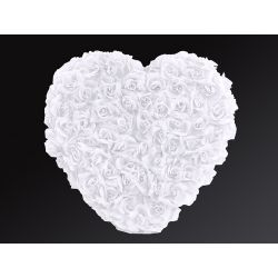 Biele veľké srdce z ruží - 50cm