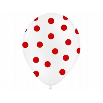 Balón s bodkami Pastel - biela a červená farba 