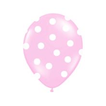 Ružový balón s bielymi bodkami