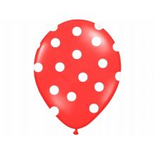 Balón s bodkami Pastel - červená a biela farba 