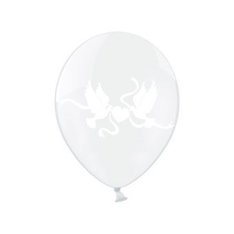 Balón Crystal Clear - biele holubičky